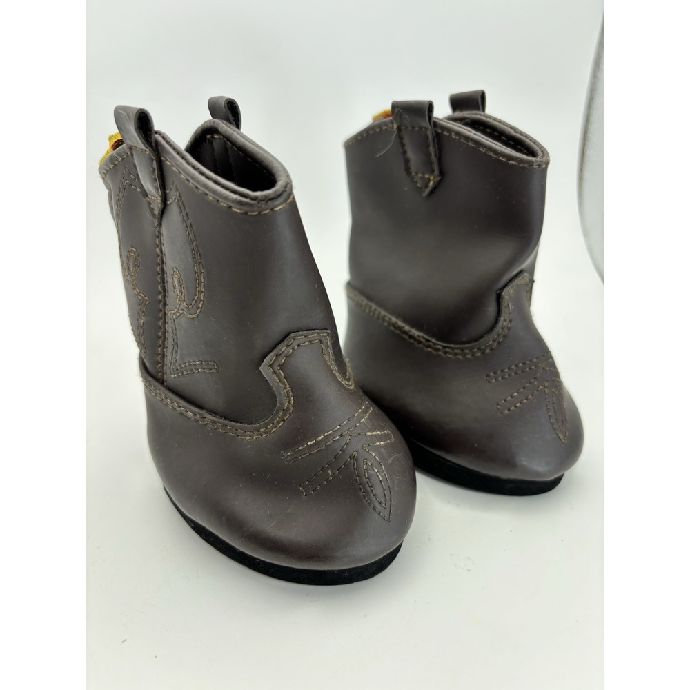 Build a Bear Pair of Brown Faux Leather Cowboy Boots‎ w Sticky Closure